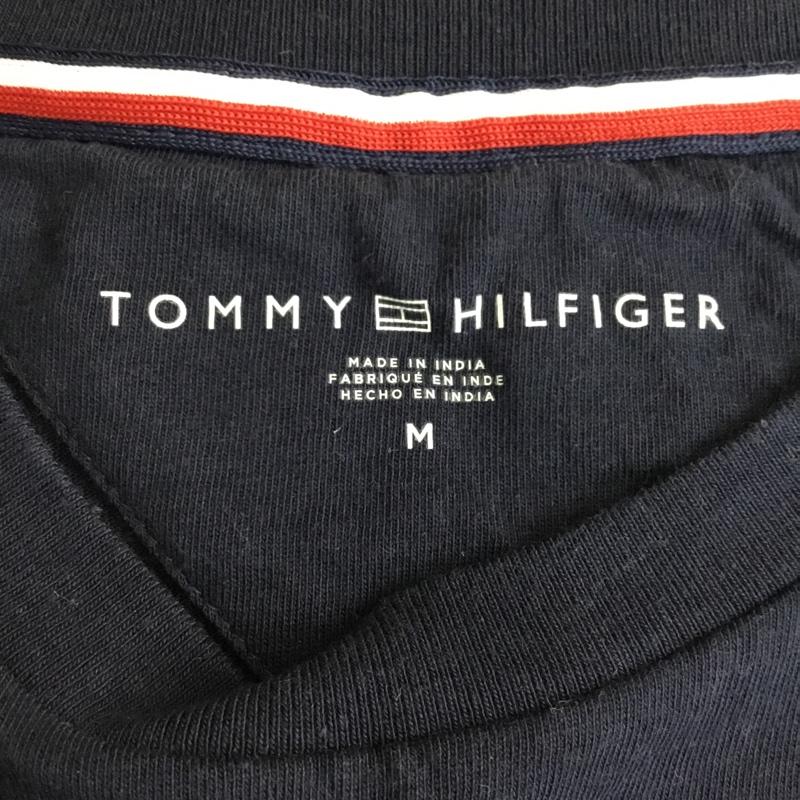 トミーヒルフィガー TOMMY HILFIGER Tシャツ 半袖 半袖カットソー プリントTシャツ クルーネックカットソー M ロゴ、文字 紺 / ネイビー /  メンズ USED 古着 中古 10109394