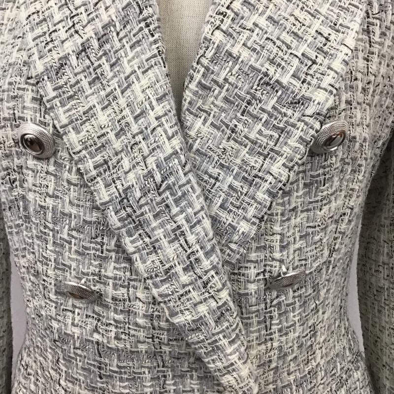 ザラ ZARA ジャケット、上着 ジャケット、ブレザー 8376 104 837 ダブルジャケット タグ付き XS 灰 / グレー / X アイボリー / アイボリー / レディース USED 古着 中古 10119612