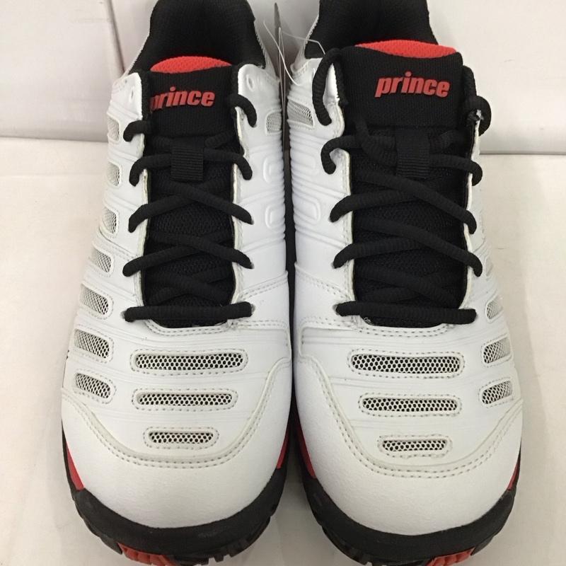 プリンス Prince シューズ シューズ DPS804 GRASS SAND & CLAY COURT オムニ・クレーコート用テニスシューズ 23.0cm 無地 白 / ホワイト / X 黒 / ブラック / X 赤 / レッド / レディース USED 古着 中古 10125230