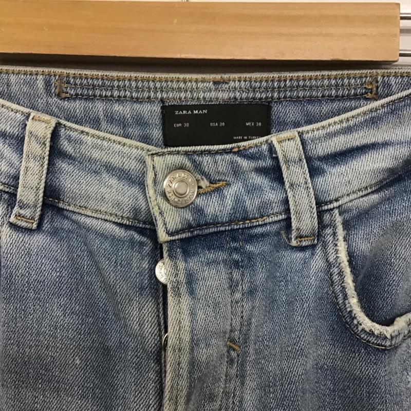 ザラ ZARA パンツ デニム、ジーンズ 6045 467 406 バラ 刺繍 ダメージ加工 水色 / ライトブルー / メンズ USED 古着 中古 10139605