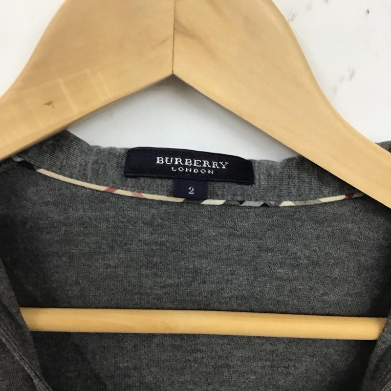 バーバリーロンドン Burberry London カットソー 長袖 FA072-638-06 カシュクール 襟付き 2 ワンポイント 灰 / グレー / レディース USED 古着 中古 10129210