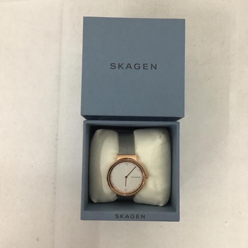 スカーゲン SKAGEN 腕時計 アナログ(クォーツ式) SKW2616 箱有 ロゴ、文字 銀 / シルバー / X 金 / ゴールド / レディース USED 古着 中古 10134073