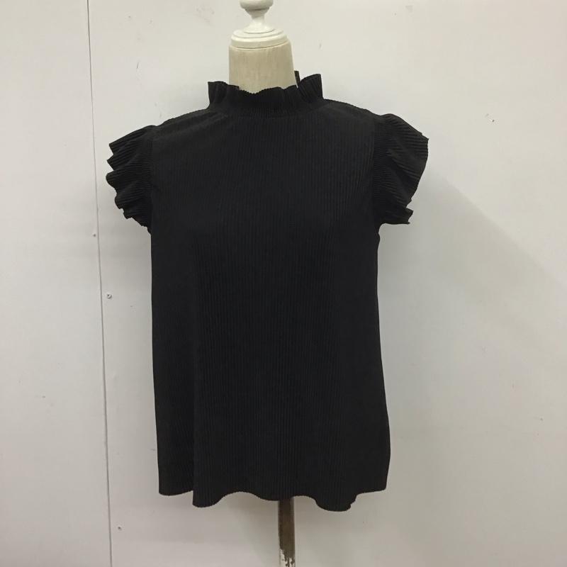 ザラ ZARA カットソー 半袖 ノースリーブカットソー スタンドネック プルオーバー S 無地 黒 / ブラック / レディース USED 古着 中古 10126937