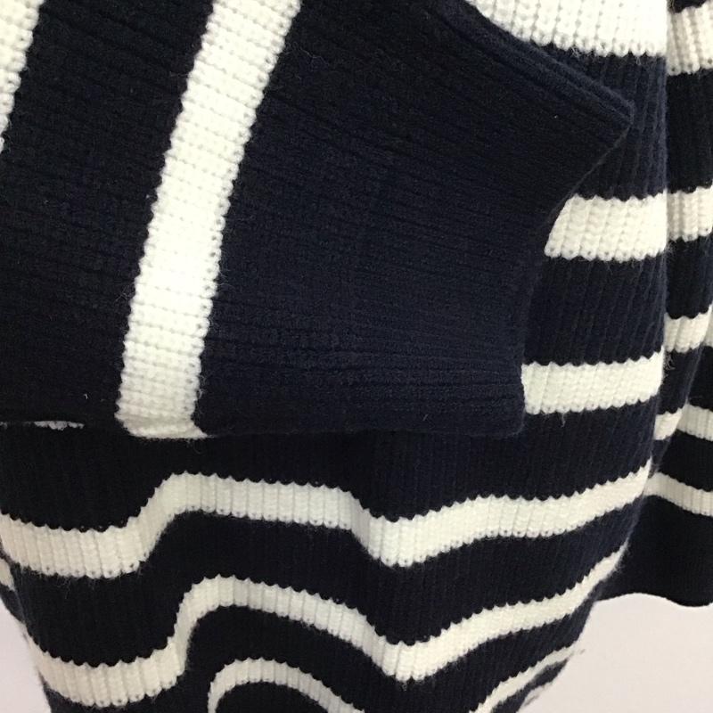 ザラ ZARA ニット、セーター 長袖 9667 126 105 フード付き M ボーダー柄 紺 / ネイビー / X 白 / ホワイト /  レディース USED 古着 中古 10115292