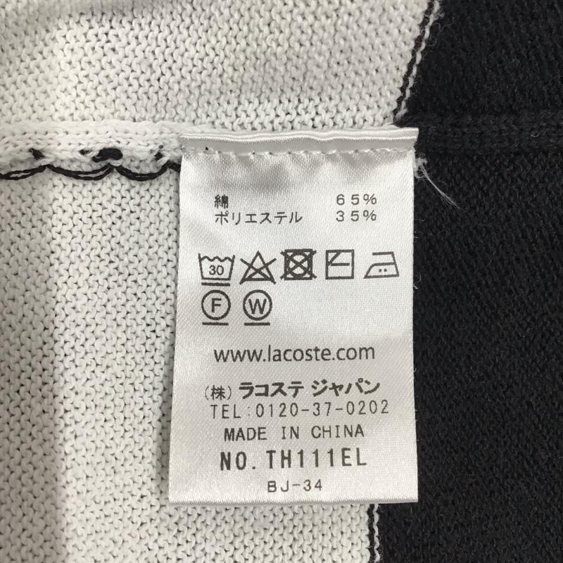 ラコステ LACOSTE ニット、セーター 長袖 長袖ニットカットソー ニット セーター クルーネックニット ボーダー 5 ボーダー柄 白 / ホワイト / X 黒 / ブラック / メンズ USED 古着 中古 10116285