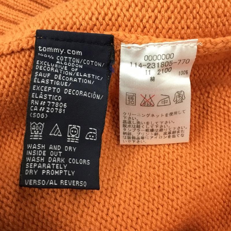 トミーヒルフィガー TOMMY HILFIGER ニット、セーター 長袖 長袖ニットカットソー ニット セーター クルーネックニット L ロゴ、文字 橙 / オレンジ / メンズ USED 古着 中古 10108288