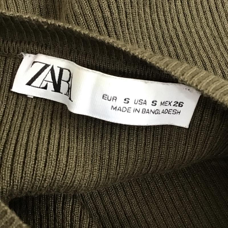 ザラ ZARA ニット、セーター 長袖 長袖ニットカットソー セーター クルーネック S 無地 カーキ / カーキ / レディース USED 古着 中古 10118515