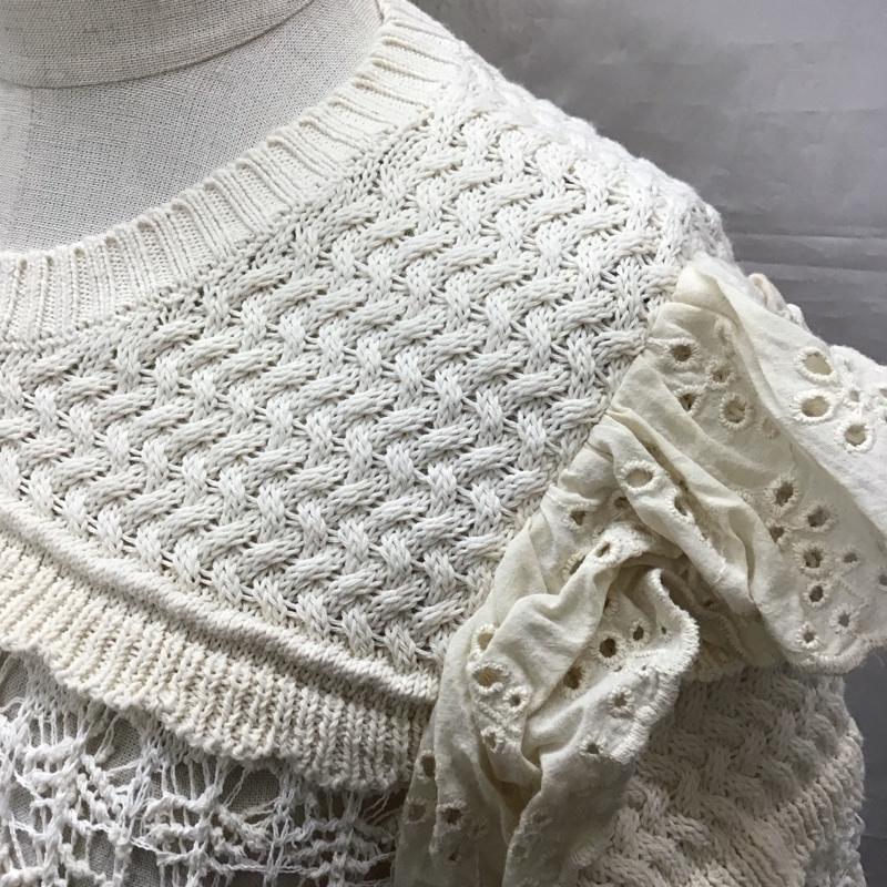 ザラ ZARA ニット、セーター 半袖 3991 003 712 サマーニット コットンニット レース S 無地 アイボリー / アイボリー / レディース USED 古着 中古 10123484