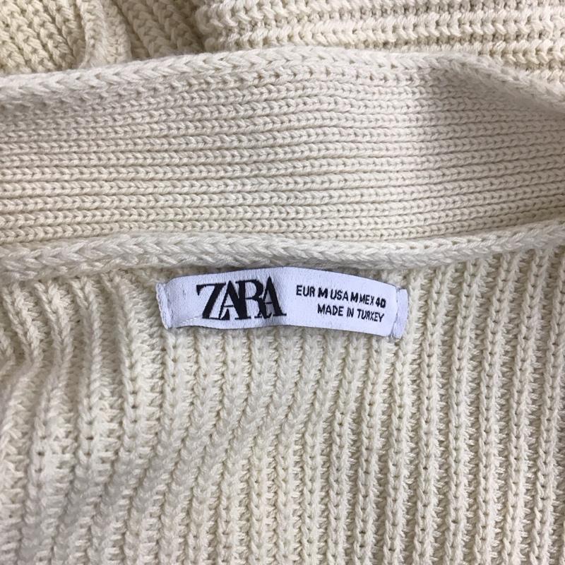 ザラ ZARA カーディガン 長袖 長袖カーディガン 長袖カットソー ノーカラージャケット 前開カーディガン M 無地 白 / ホワイト / メンズ USED 古着 中古 10124561