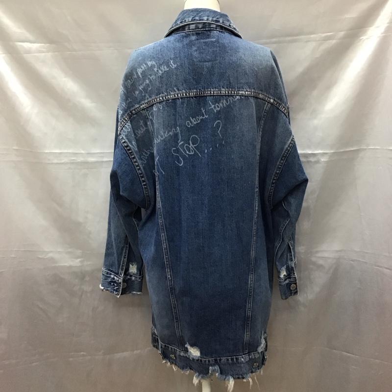 ザラ ZARA TRAFALUC ジャケット、上着 ジャケット、ブレザー デニムジャケット Gジャン アウター カラージャケット ダメージ加工 S ダメージ加工 インディゴ / インディゴ / レディース USED 古着 中古 10112100