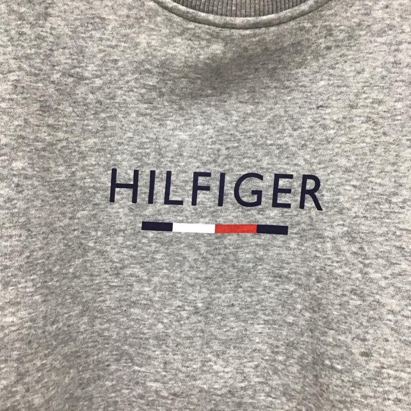トミーヒルフィガー TOMMY HILFIGER トレーナー 長袖 長袖トレーナー スウェット クルーネック プルオーバー L ロゴ、文字 灰 / グレー / メンズ USED 古着 中古 10129617