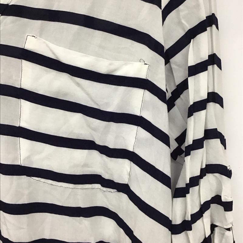 ザラベーシック ZARA BASIC カットソー 七分袖 XS ボーダー柄 白 / ホワイト / X 紺 / ネイビー / レディース USED 古着 中古 10130387