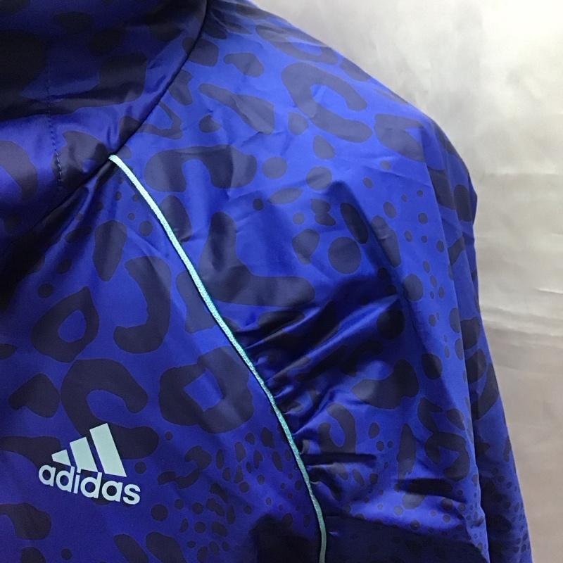 アディダス adidas ジャケット、上着 ジャンパー、ブルゾン S04735 JED80 トレーニング ActiveTraining レオパード柄 裏起毛ウインドブレーカー S ロゴ、文字 X ヒョウ柄・レオパード柄 青 / ブルー / レディース USED 古着 中古 10113229