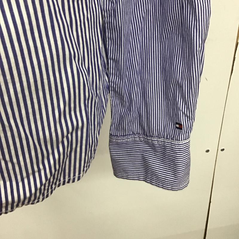 トミーヒルフィガー TOMMY HILFIGER シャツ、ブラウス 長袖 1M87640041 Fitted 胸ポケット ストライプ 2 ワンポイント 白 / ホワイト / X 青 / ブルー / レディース USED 古着 中古 10108609