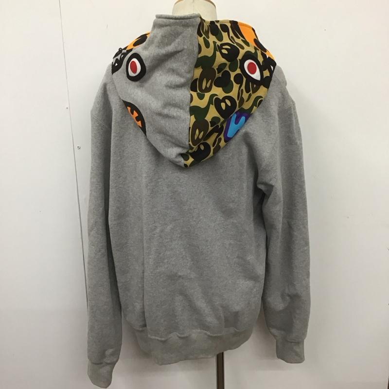 アベイシングエイプ A BATHING APE パーカー 長袖 長袖パーカー フード付きパーカー プリントスウェット トレーナー ジップアップパーカー XXL ロゴ、文字 灰 / グレー / メンズ USED 古着 中古 10107393