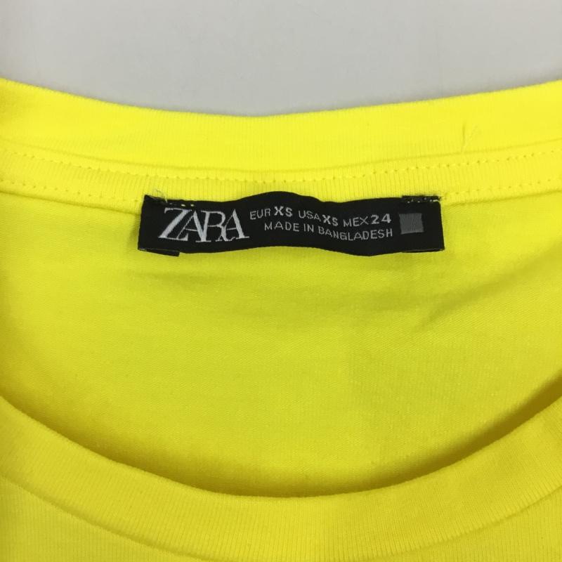 ザラ ZARA Tシャツ 半袖 2335 159 300 ショート丈 クロップド丈 XS 無地 黄 / イエロー / レディース USED 古着 中古 10115558