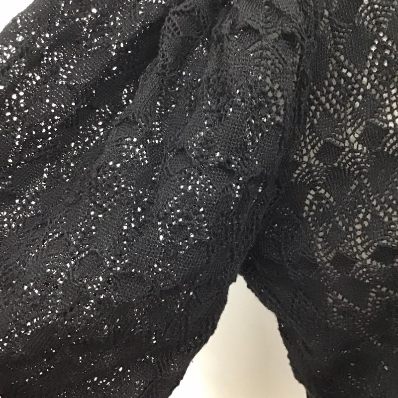 ザラ ZARA カットソー 長袖 4331 104 800 スタンドカラー 透かし編み L 無地 黒 / ブラック /  レディース USED 古着 中古 10113671