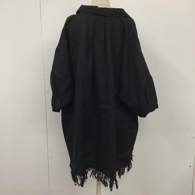 ジーナシス JEANASIS カットソー 半袖 JS063759CF 裾フリンジ FREE 無地 黒 / ブラック /  レディース USED 古着 中古 10114232
