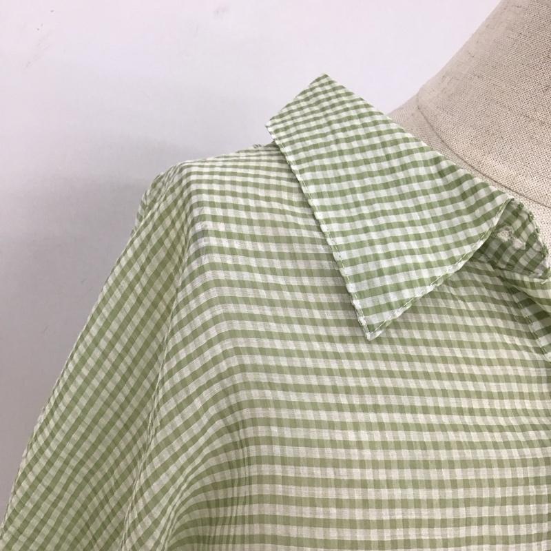 ローリーズファーム LOWRYS FARM シャツ、ブラウス 長袖 LF621043AD シアーチェックブラウス 長袖シャツ チェックシャツ FREE チェック 緑 / グリーン / レディース USED 古着 中古 10117492