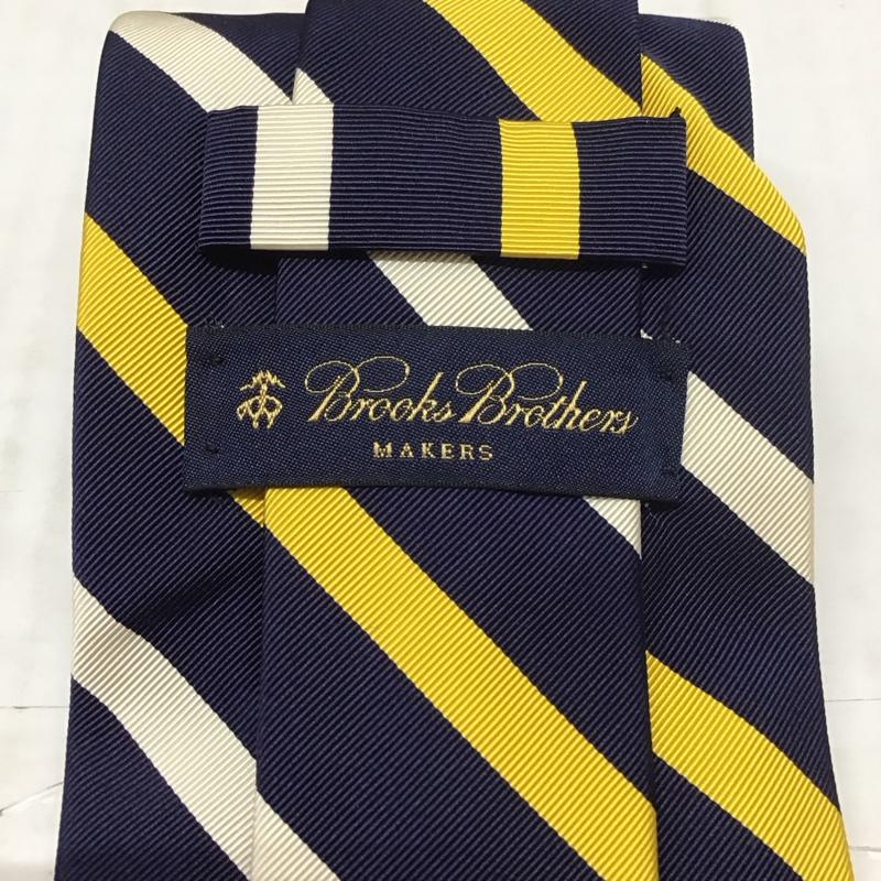 ブルックスブラザーズ BROOKS BROTHERS ネクタイ ネクタイ コットン シルク USA製 ストライプ 紺 / ネイビー / X 黄 / イエロー / X 白 / ホワイト / メンズ USED 古着 中古 10113403
