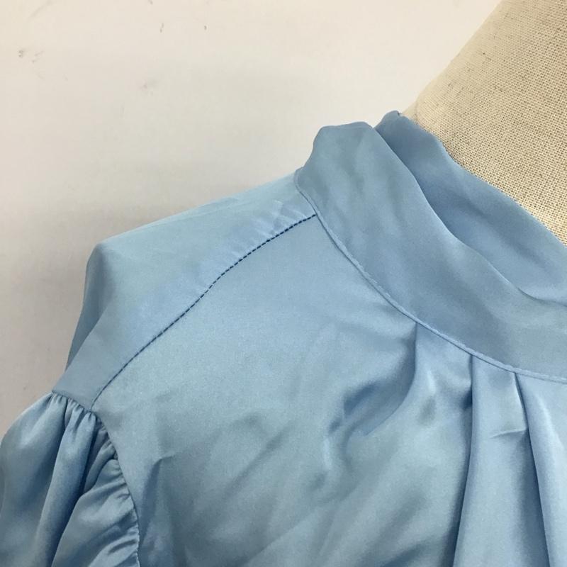 ザラ ZARA シャツ、ブラウス 長袖 2492 056 406 タグ付き ボウタイ付き プルオーバー M 無地 水色 / ライトブルー / レディース USED 古着 中古 10112650