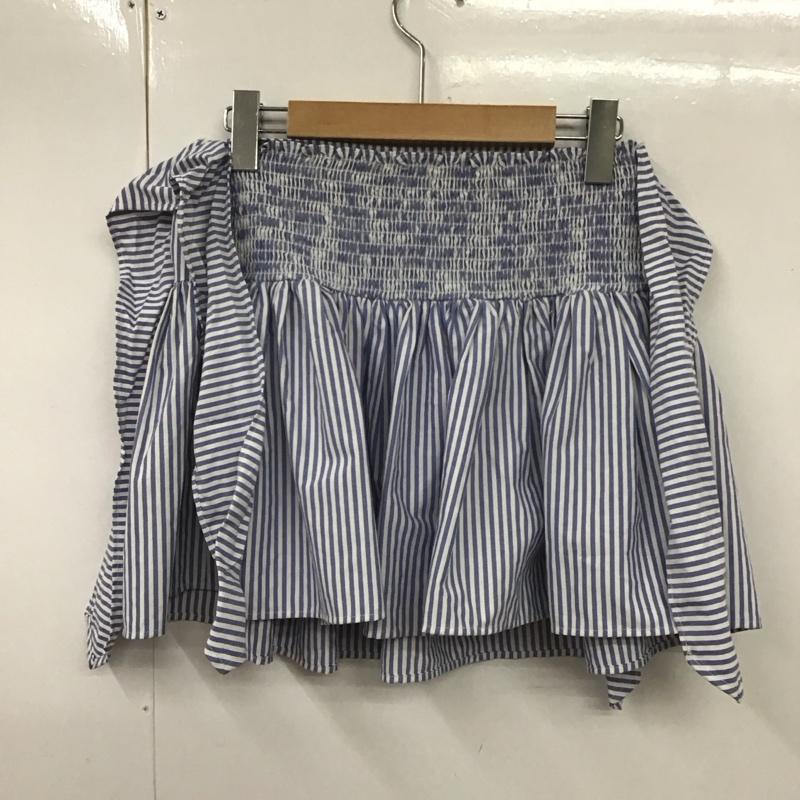 ザラ ZARA カットソー 半袖 7521 075 058 オフショルダー 刺繍 花柄 L ストライプ 白 / ホワイト / X 青 / ブルー /  レディース USED 古着 中古 10106729