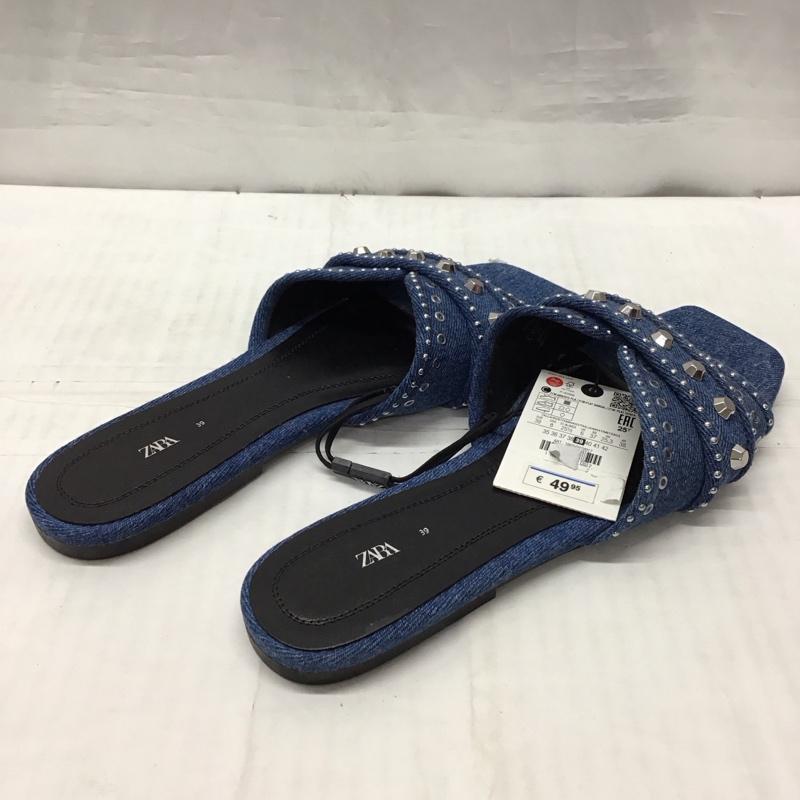 ザラ ZARA サンダル サンダル 1603 210 017 デニム タグ付き スタッズ 39 青 / ブルー / レディース USED 古着 中古 10115669