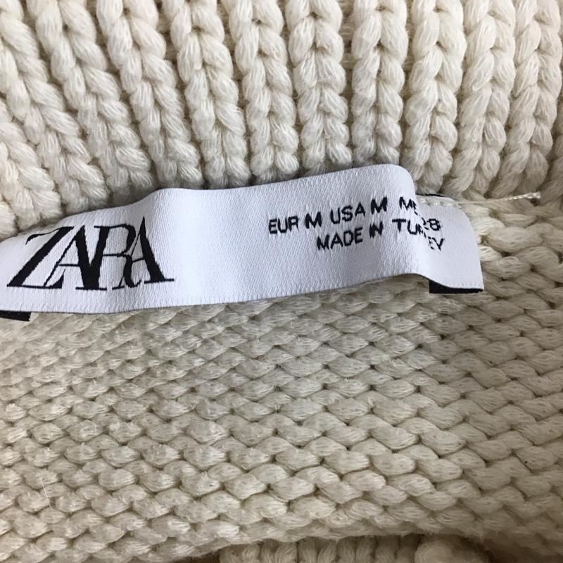 ザラ ZARA ニット、セーター 長袖 ショート丈 襟付き M 無地 アイボリー / アイボリー / レディース USED 古着 中古 10124980