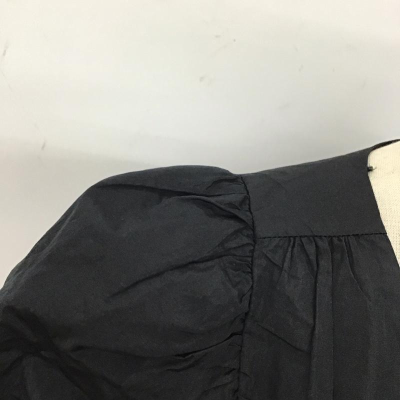ザラ ZARA カットソー 半袖 7982 201 800 パフスリーブ カシュクール S 無地 黒 / ブラック / レディース USED 古着 中古 10120344
