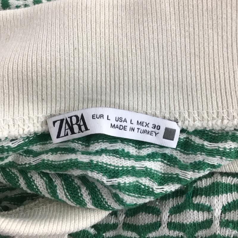 ザラ ZARA カットソー 半袖 半袖カットソー ポロシャツ カラーシャツ カジュアルシャツ L 総柄 白 / ホワイト / X 緑 / グリーン / レディース USED 古着 中古 10110843