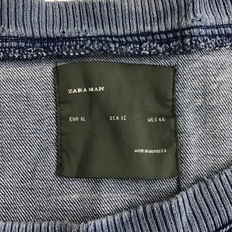 ザラメン ZARA MAN Tシャツ 半袖 無地Tシャツ クルーネックカットソー デニム半袖カットソー XL 無地 インディゴ / インディゴ / メンズ USED 古着 中古 10105614