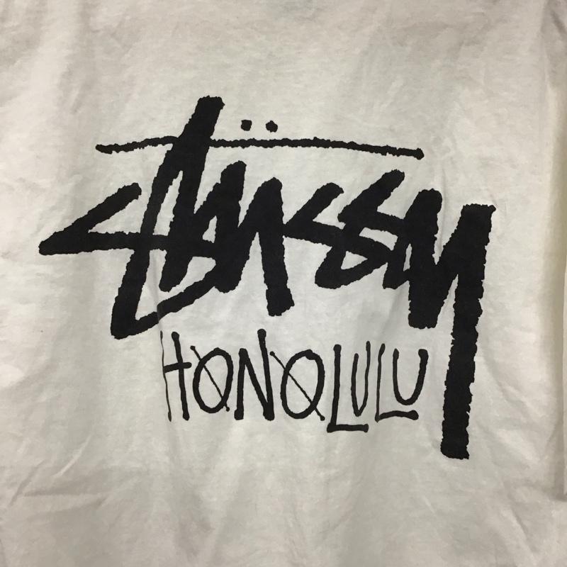 ステューシー STUSSY Tシャツ 半袖 半袖カットソー プリントTシャツ クルーネックカットソー L ロゴ、文字 白 / ホワイト / メンズ USED 古着 中古 10136589
