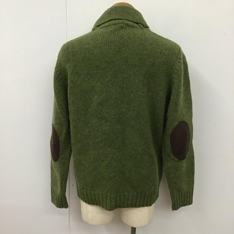エルエルビーン L.L.Bean ニット、セーター 長袖 0 HLV5 エルボーパッチ ショールカラー M 無地 緑 / グリーン / メンズ USED 古着 中古 10112653