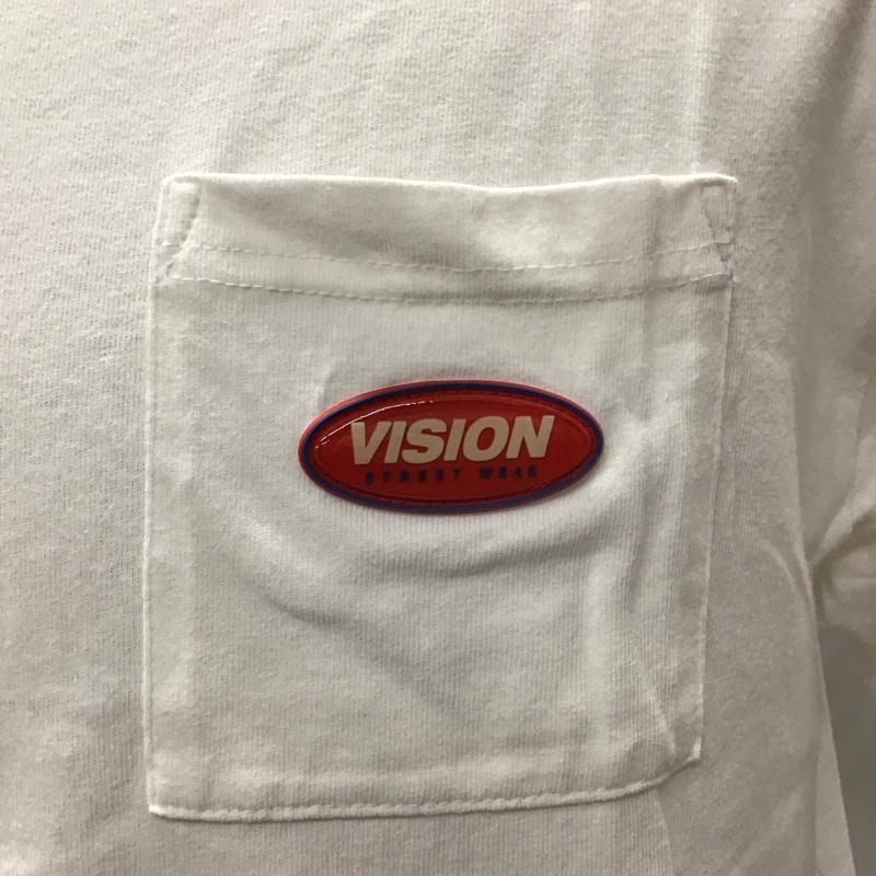 ヴィジョン ストリート ウェア VISION STREET WEAR Tシャツ 半袖 クルーネック 胸ポケット M ロゴ、文字 白 / ホワイト / メンズ USED 古着 中古 10117030
