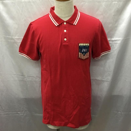 24カラッツ 24karats ポロシャツ 半袖 半袖ポロシャツ カラーシャツ 半袖カットソー L ロゴ、文字 赤 / レッド /  メンズ USED 古着 中古 10112295