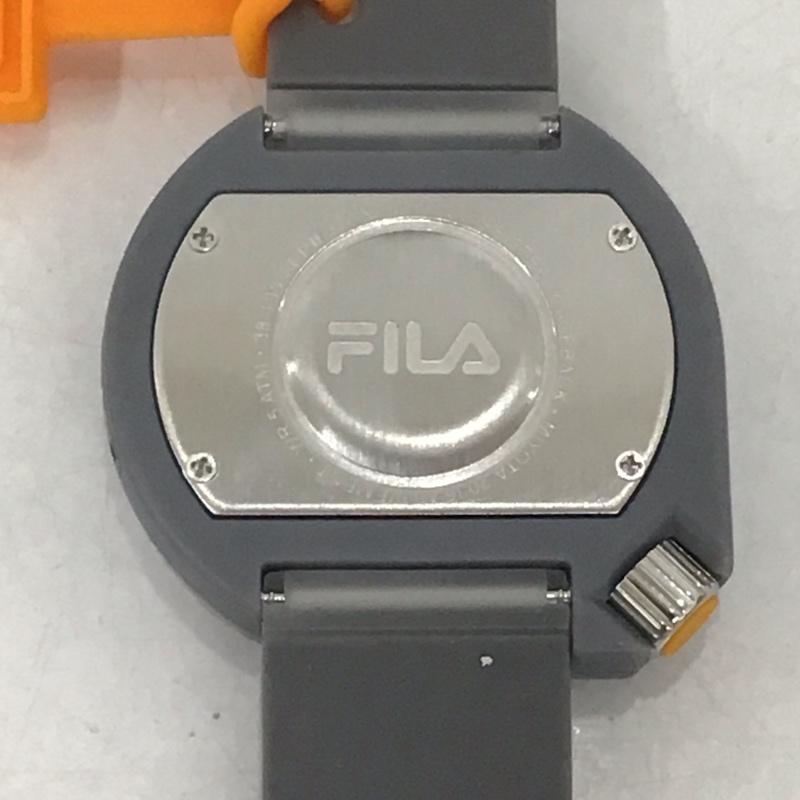 フィラ FILA 腕時計 アナログ(クォーツ式) 38-199 シリコンベルト 箱有 ロゴ、文字 灰 / グレー / レディース USED 古着 中古 10134479