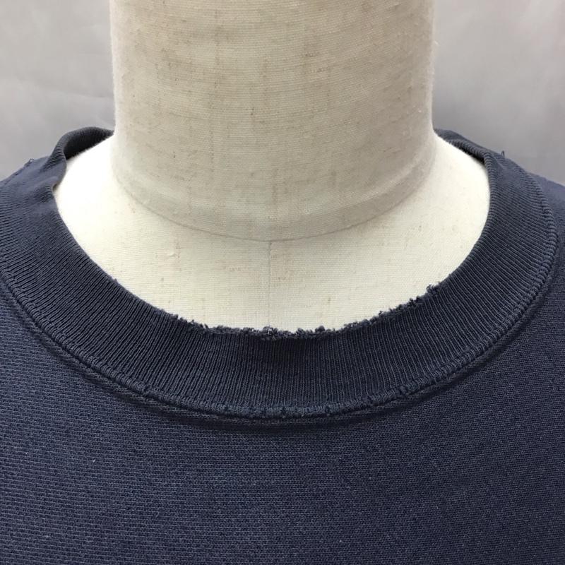 チャンピオン Champion トレーナー 長袖 長袖トレーナー スウェット クルーネック リブスウェットカットソー 古着 XXL ロゴ、文字 紺 / ネイビー / メンズ USED 古着 中古 10114380
