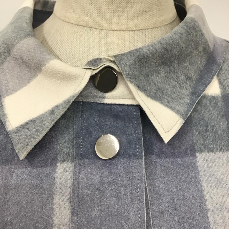 ザラ ZARA ジャケット、上着 ジャケット、ブレザー 7901 122 044 シャツジャケット ロング丈 M チェック 白 / ホワイト / X 灰 / グレー / X 水色 / ライトブルー / レディース USED 古着 中古 10107955