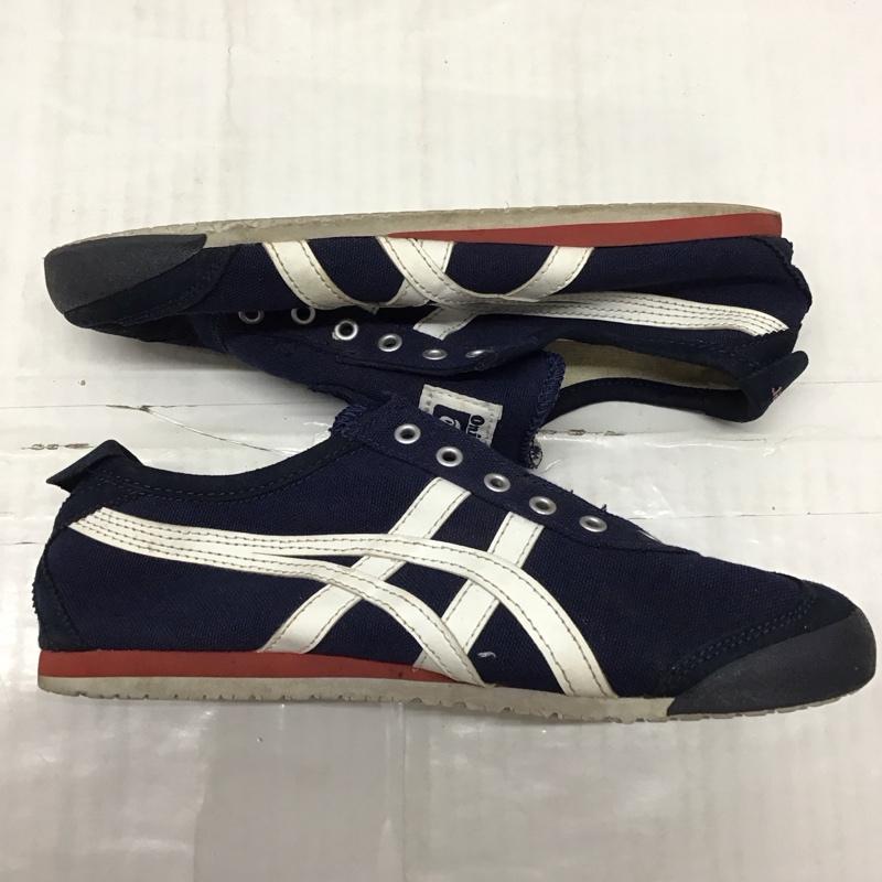 オニツカタイガー ONITSUKA TIGER スニーカー スニーカー TH3K0N スリッポン MEXICO 66 23cm 23.0cm ロゴ、文字 紺 / ネイビー / レディース USED 古着 中古 10118769