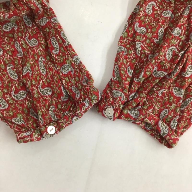 ザラ ZARA カットソー 長袖 L 総柄 赤 / レッド / レディース USED 古着 中古 10130292