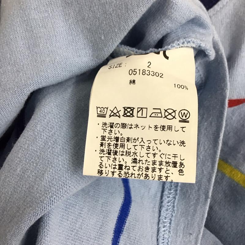 エックスガール X-girl Tシャツ 半袖 05183302 RAINBOW STRIPE S/S T 2 ロゴ、文字 水色 / ライトブルー / レディース USED 古着 中古 10134208