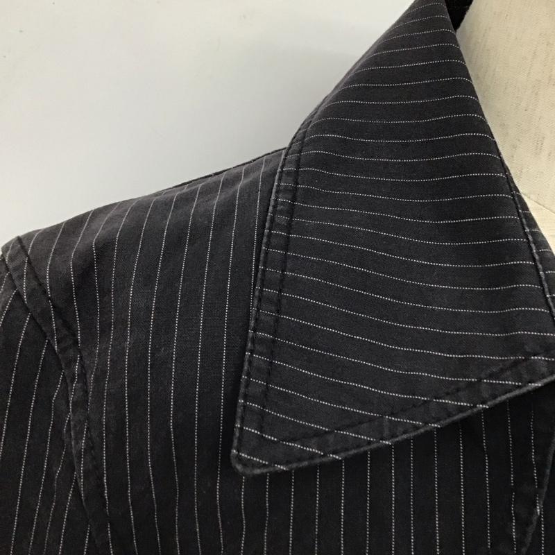 ニックアシュレイ NICKASHLEY コート トレンチコート 8NE30-617-09 L ストライプ 黒 / ブラック / X 白 / ホワイト / メンズ USED 古着 中古 10111569