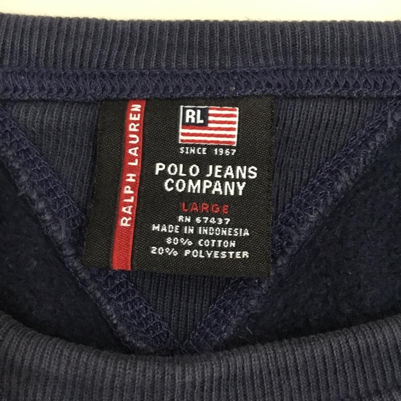 ポロジーンズカンパニー POLO JEANS COMPANY トレーナー 長袖 長袖トレーナー スウェット クルーネック リブスウェットカットソー L ロゴ、文字 紺 / ネイビー / メンズ USED 古着 中古 10114995