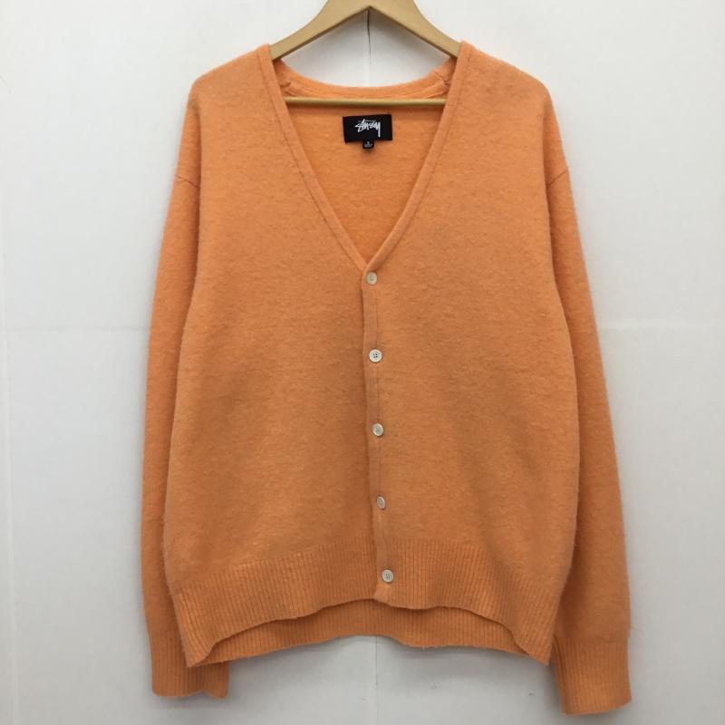 ステューシー STUSSY カーディガン 長袖 PO#76303-00 Brushed Cardigan Peach L 無地 橙 / オレンジ / メンズ USED 古着 中古 10127372