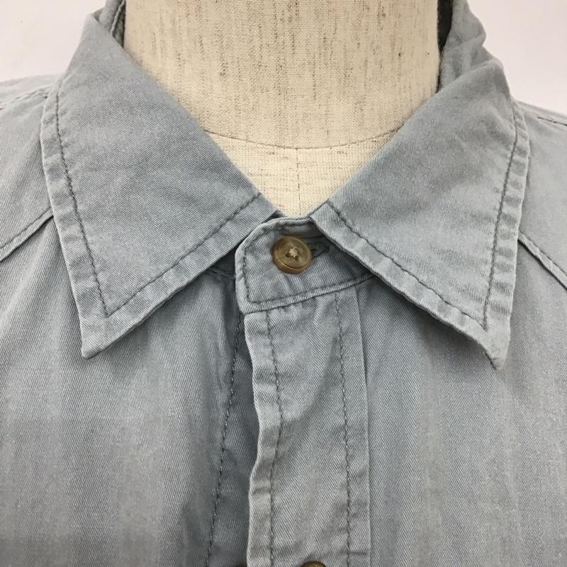 ラングラー Wrangler シャツ、ブラウス 長袖 長袖シャツ カラーシャツ ポケットシャツ 長袖カットソー 古着 XXL ロゴ、文字 水色 / ライトブルー /  メンズ USED 古着 中古 10108694