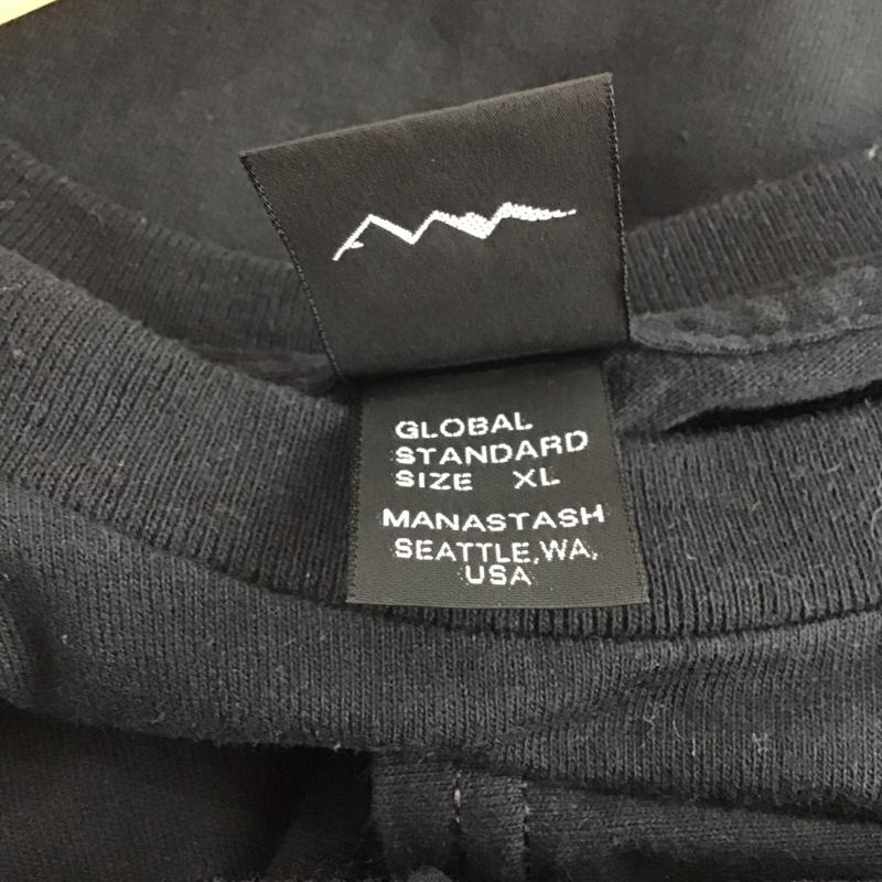 マナスタッシュ MANASTASH Tシャツ 半袖 半袖カットソー プリントTシャツ クルーネックカットソー XL ロゴ、文字 黒 / ブラック / メンズ USED 古着 中古 10142635