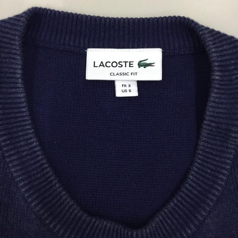 ラコステ LACOSTE ニット、セーター 半袖 半袖ニットカットソー クルーネックカットソー セーター 3 ボーダー柄 白 / ホワイト / X 紺 / ネイビー / メンズ USED 古着 中古 10111280