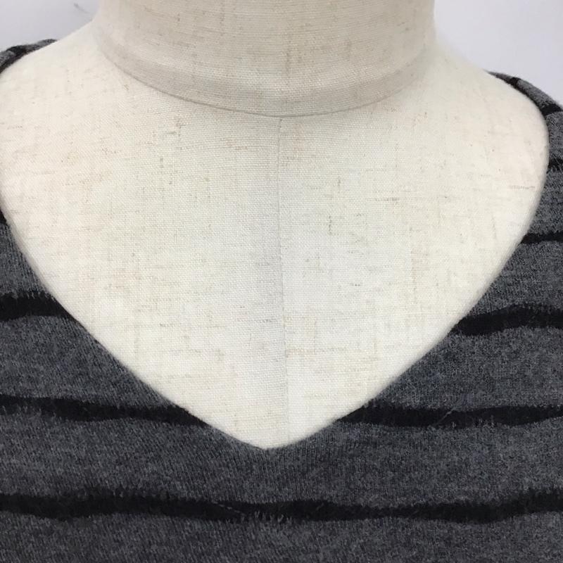 バーバリーブラックレーベル BURBERRY BLACK LABEL ニット、セーター 長袖 長袖ニットカットソー ニット セーター Vネックニット 3 ボーダー柄 灰 / グレー / メンズ USED 古着 中古 10120368