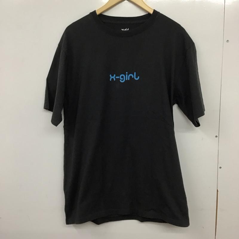 エックスガール X-girl Tシャツ 半袖 105232011040 ロゴTシャツ ゼブラ柄 スクエアロゴ 半袖Tee L プリント チャコールグレー / チャコールグレー / レディース USED 古着 中古 10139337