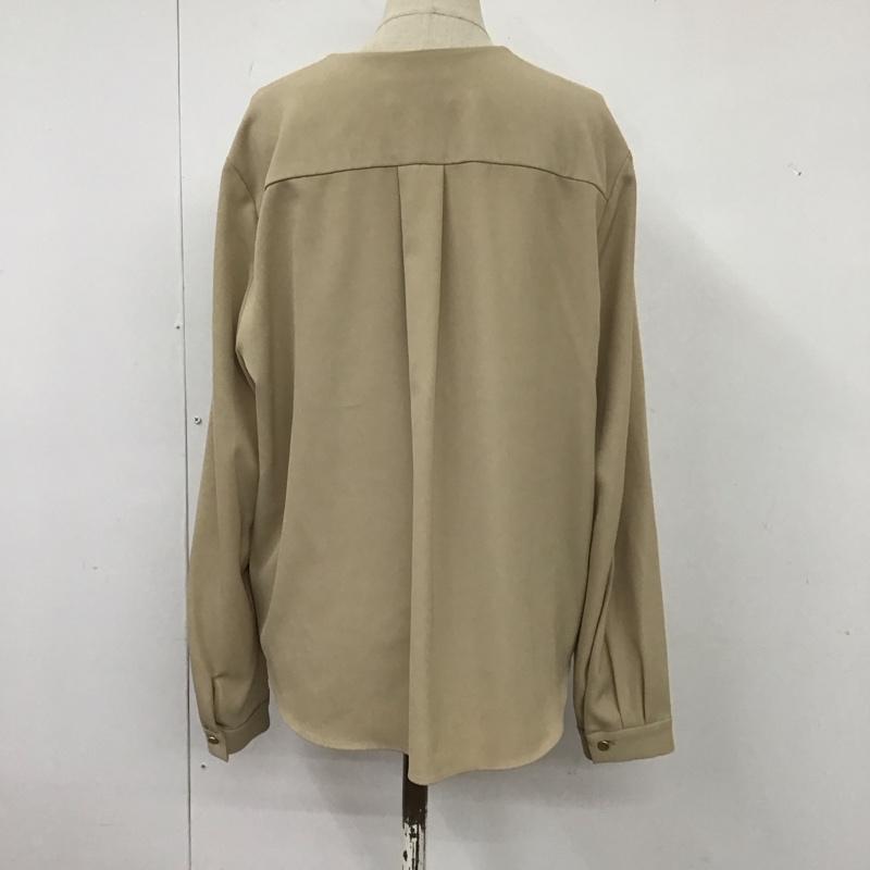 オペークドットクリップ OPAQUE.CLIP シャツ、ブラウス 長袖 長袖シャツ ノーカラーシャツ 長袖カットソー L 無地 ベージュ / ベージュ / レディース USED 古着 中古 10114330